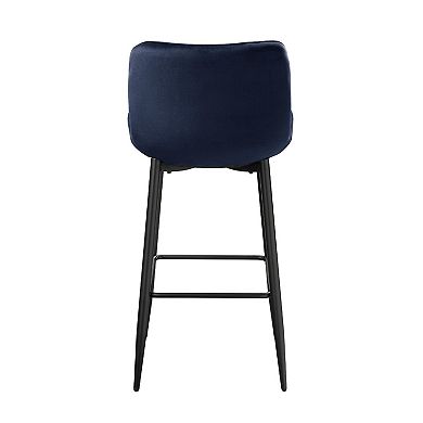 Aniya Bar Stool Chair Set of 2, Metal Legs, Velvet