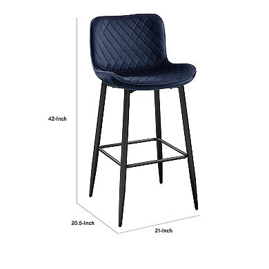 Aniya Bar Stool Chair Set of 2, Metal Legs, Velvet