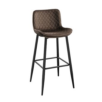 Aniya Bar Stool Chair Set of 2, Metal Legs, Velvet