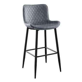 Aniya Bar Stool Chair Set of 2, Metal Legs, Velvet