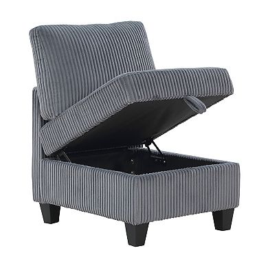 Ellene Modular Armless Chair With Storage, Soft Corduroy