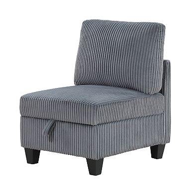 Ellene Modular Armless Chair With Storage, Soft Corduroy