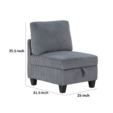 Ellene Modular Armless Chair With Storage, Soft Corduroy