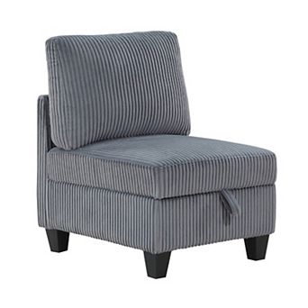 Ellene Modular Armless Chair With Storage, Soft Corduroy