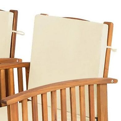 Kaila Outdoor Armchair Set of 2, Cushions, Natural Brown Wood