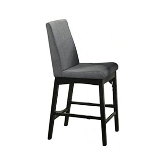 Heni Counter Height Chair, Gray Polyester Cushions, Dark Walnut Brown
