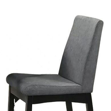 Heni Counter Height Chair, Gray Polyester Cushions, Dark Walnut Brown