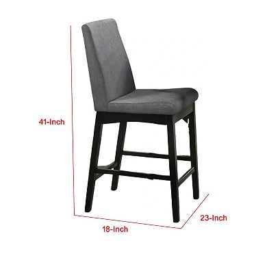 Heni Counter Height Chair, Gray Polyester Cushions, Dark Walnut Brown