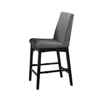 Heni Counter Height Chair, Gray Polyester Cushions, Dark Walnut Brown
