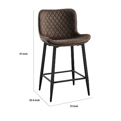 Aniya Counter Stool Chair Set of 2, Metal Legs, Velvet