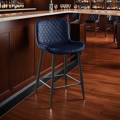 Aniya Counter Stool Chair Set of 2, Metal Legs, Velvet
