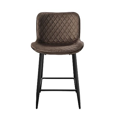 Aniya Counter Stool Chair Set of 2, Metal Legs, Velvet