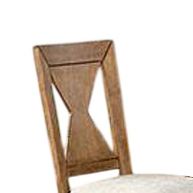 Zivy Dining Side Chair Set of 2, Hourglass Back, Rustic Oak Brown Wood