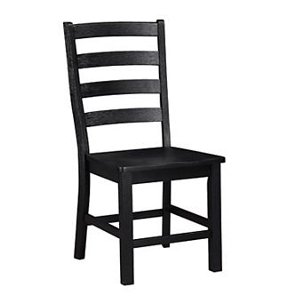 Reddy Side Chair Set of 2, Ladder Back Farmhouse Style, Black Wood