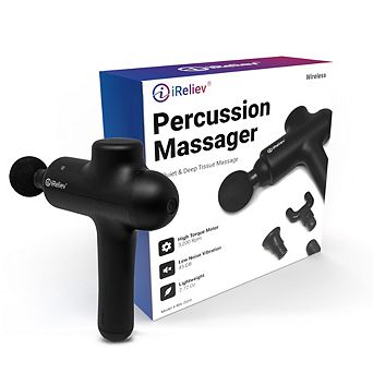 iReliev Wireless Percussion Massage Gun with 4 Heads and Carrying Case