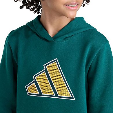 Boys 8-20 adidas Long Sleeve 3-Bar Mesh Logo Hooded Pullover