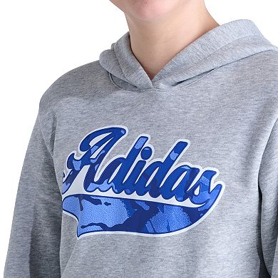 Boys 8-20 adidas Long Sleeve Graphic Fleece Hooded Pullover in Regular & Plus Size