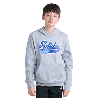 Boys 8-20 adidas Long Sleeve Graphic Fleece Hooded Pullover in Regular & Plus Size