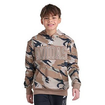 Boys 8-20 adidas Long Sleeve Camo Printed Hooded Pullover in Regular & Husky