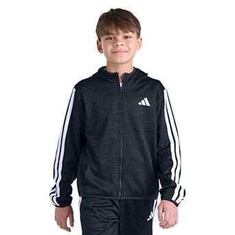 Boy's 8-20 adidas Long Sleeve Hooded Jacket with 3-Stripe Design