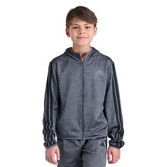 Boy's 8-20 adidas Long Sleeve Hooded Jacket with 3-Stripe Design