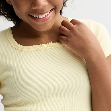 Junior's SO® Short Sleeve Square Neck Tee in Regular & Plus Size