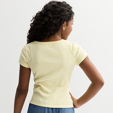 Junior's SO® Short Sleeve Square Neck Tee in Regular & Plus Size