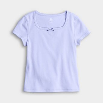 Girls 6-20 SO® Short Sleeve Square Neck Tee in Regular & Plus Size