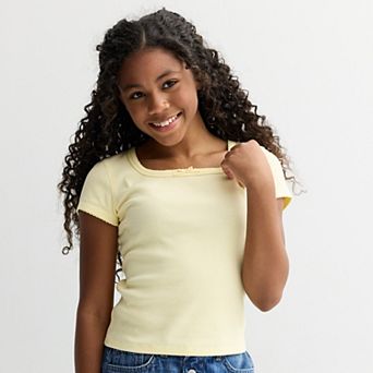 Junior's SO® Short Sleeve Square Neck Tee in Regular & Plus Size