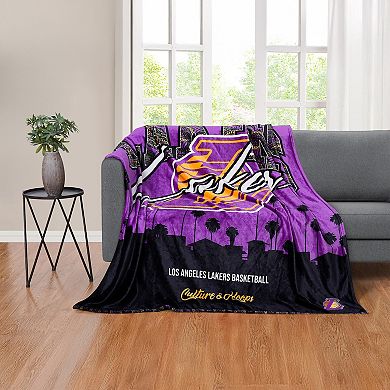 Two Hype Los Angeles Lakers Fleece Throw Blanket