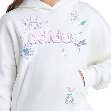 Girls 7-16 adidas Long Sleeve Graphic Fleece Hooded Pullover