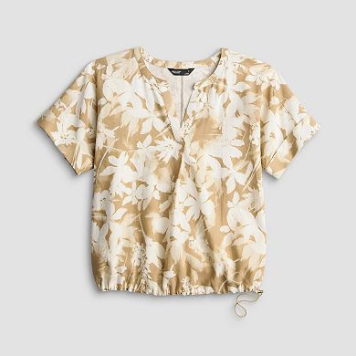 Petite Simply Vera Vera Wang Drawcord Hem Blouse