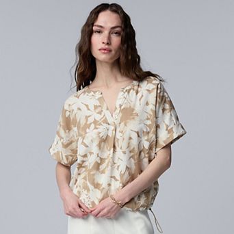 Petite Simply Vera Vera Wang Drawcord Hem Blouse