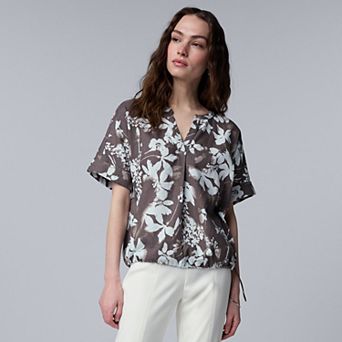 Petite Simply Vera Vera Wang Drawcord Hem Blouse