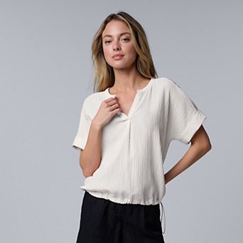 Petite Simply Vera Vera Wang Drawcord Hem Blouse