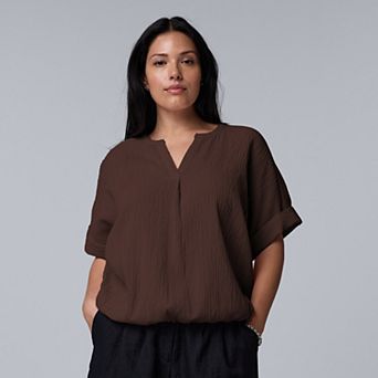 Plus Size Simply Vera Vera Wang Drawcord Hem Blouse