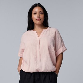 Plus Size Simply Vera Vera Wang Drawcord Hem Blouse