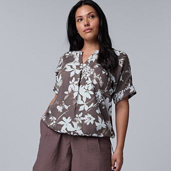 Plus Size Simply Vera Vera Wang Drawcord Hem Blouse