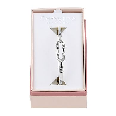 Chrystina Crystal Oval Link Bangle Bracelet