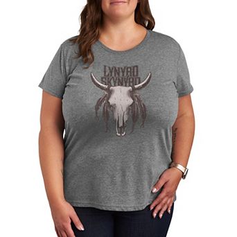 Plus Size Lynyrd Skynyrd Longhorn Skull Distressed Graphic Tee
