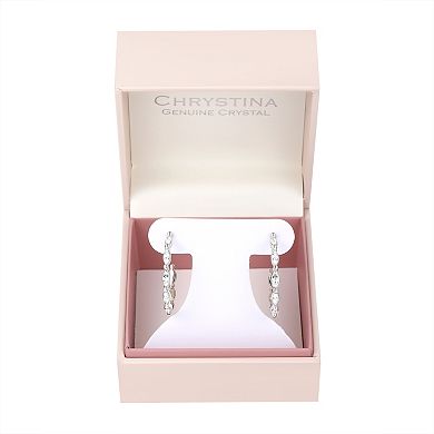 Chrystina Fine Silver Plated Simulated Crystal Post Hoop Earrings