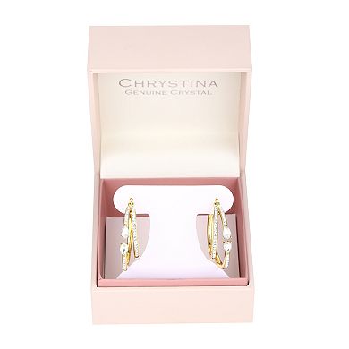 Chrystina Double Row Pear Crystal Clicktop Hoop Earrings