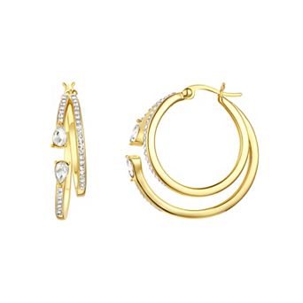 Chrystina Double Row Pear Crystal Clicktop Hoop Earrings