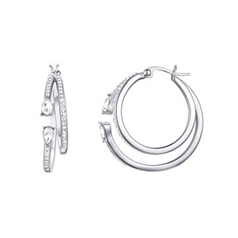 Chrystina Double Row Pear Crystal Clicktop Hoop Earrings