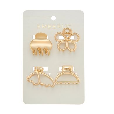 Emberly 4-Pk. Matte Metal Claw Clip Set