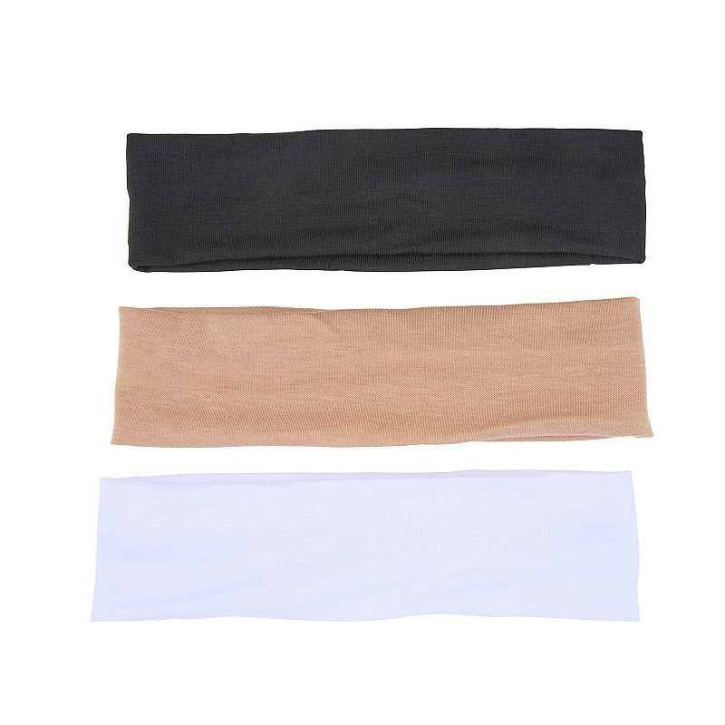 Emberly 3-Pk. Solid Color Headwraps, Black White