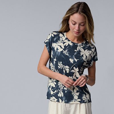 Vera Wang - Simply Vera VERAWANG トップス 7989281_Sm_Navy_Bloom_Floral?