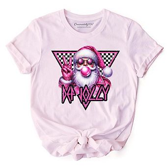 Pink Santa Blowing Bubblegum T‑Shirt, Def Jolly Coquette Retro Christmas Tee