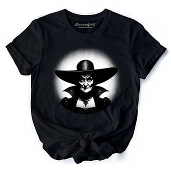 Witch Spooky Portrait T-Shirt, Horror Villain Theme Halloween Tee