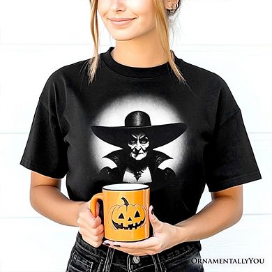 Witch Spooky Portrait T-Shirt, Horror Villain Theme Halloween Tee